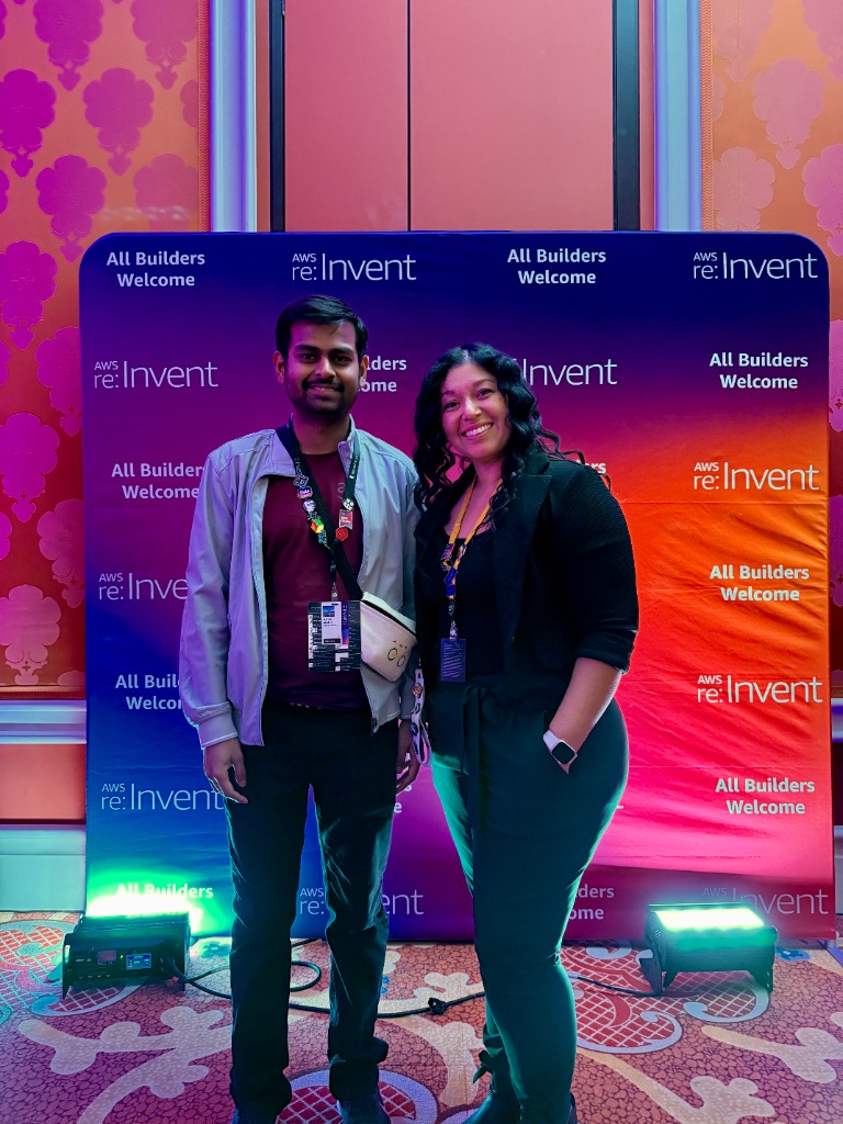 Harsh Akshit at AWS re:Invent All Builders Welcome photo booth