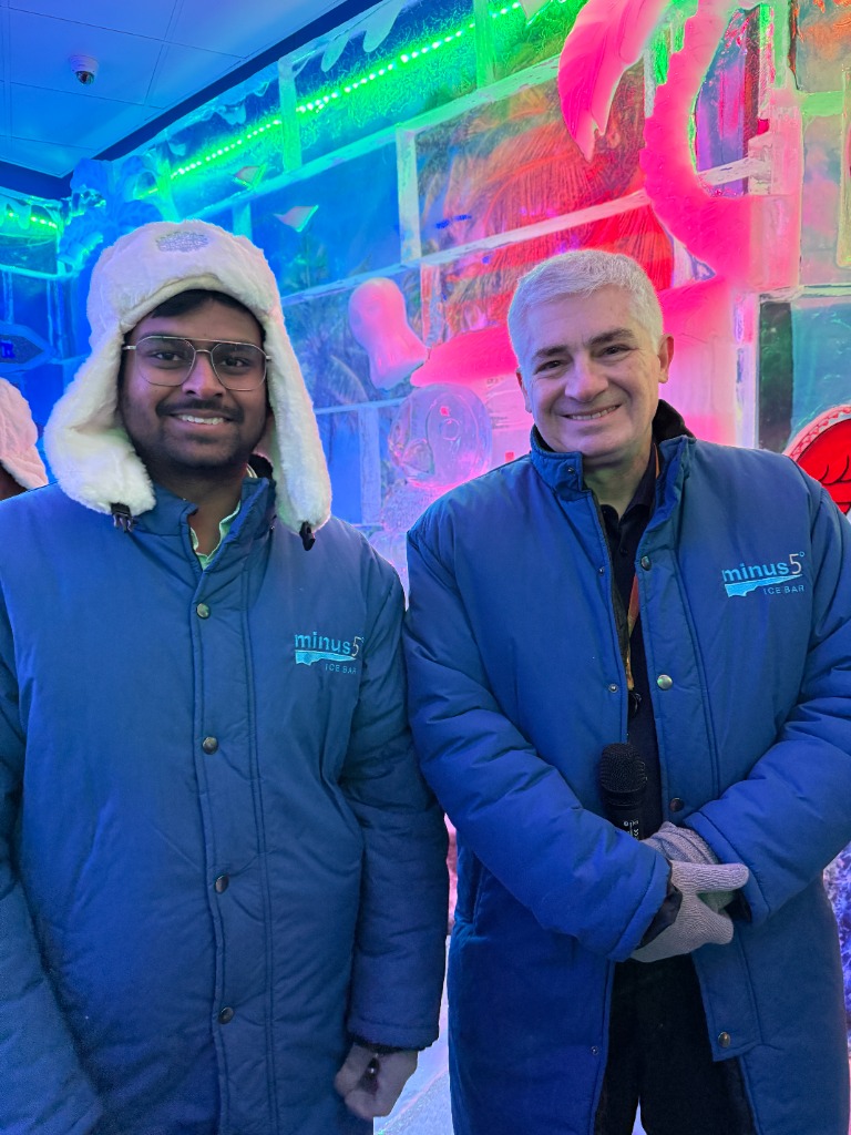 Harsh Akshit at minus5 Ice Bar experience at AWS re:Invent